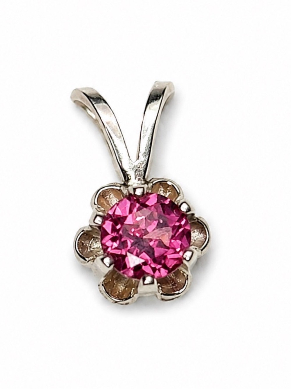 Pandora 925 ALE Red Crystal Flower Pendant Sterling Silver Charm